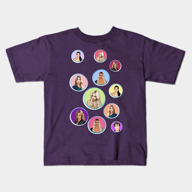 Keeping Up Kardashians Collage Kim Kylie Khloe Kendall Kids T-Shirt by Lorri's Custom Art